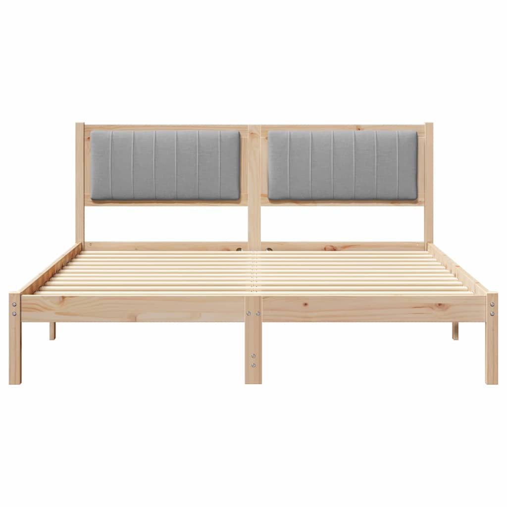 Bed Frame with Upholstered Headboard Light Grey 160 x 200 cm